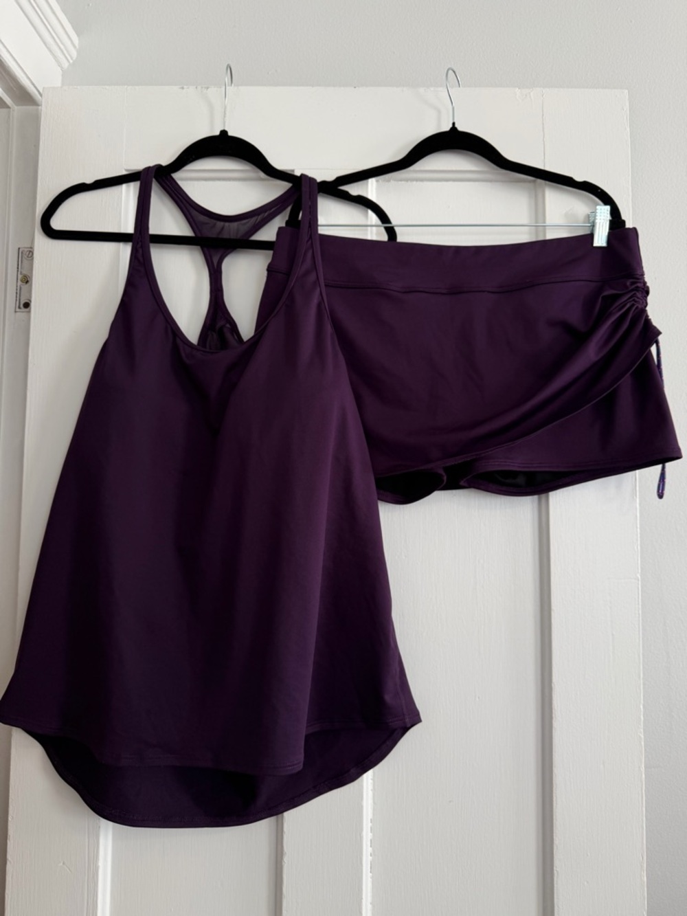 TYR Deep Plum Tankini Top with Skirted Swim Bottom